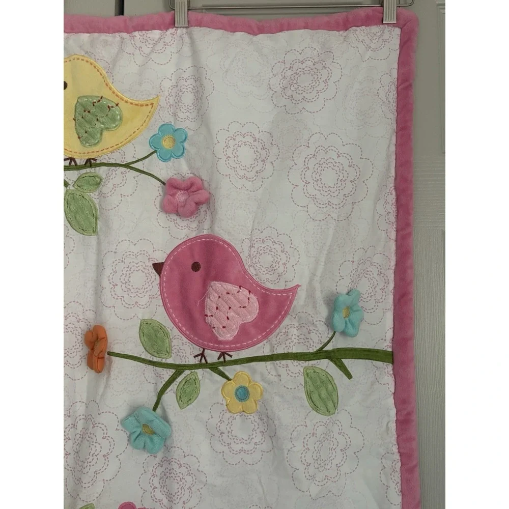 Nojo Owl Love Baby Crib Blanket Owls Birds Pink Flowers Textured‎ 42